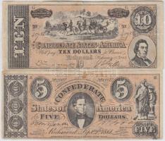 Amerikai Egyesült Államok / Richmond 1961. 5$ + 10$ hamisítvány T:III USA / Richmond 1961. 5 Dollars + 10 Dollars fake C:F