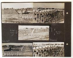 1958 Vályogvetők Hajdúszoboszlón, 10 db fotó albumlapra ragasztva, 12x4,5 és 12x8 cm közötti méretekben