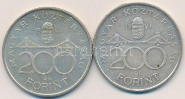 1994. 200Ft Ag "Deák" (2x) T:2,2- Adamo 13.1