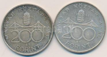 1994. 200Ft Ag "Deák" (2x) T:2,2- Adamo 13.1