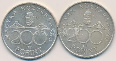 1994. 200Ft Ag "Deák" (2x) T:2,2- Adamo 13.1