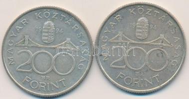 1994. 200Ft Ag "Deák" (2x) T:2,2- Adamo 13.1
