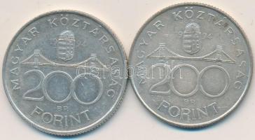 1994. 200Ft Ag "Deák" (2x) T:2,2- Adamo 13.1