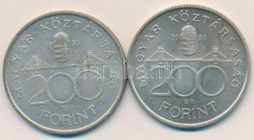 1993. 200Ft Ag "MNB" (2x) T:2 Adamo F13