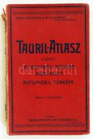 Tauril-Atlasz I. kötet. Az Osztrák-Magyar Monarchia automobil-térképe. Mérték: 1:600000. Bp., (1910), Tauril-Pneumatik. Kiadói egészvászon kötés, gerince kívül hiányos, lapok kijárnak.