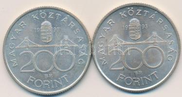 1993. 200Ft Ag "MNB" (2x) T:2,2- Adamo F13