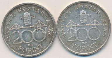 1992. 200Ft Ag "MNB" (2x) T:2,2- Adamo F13