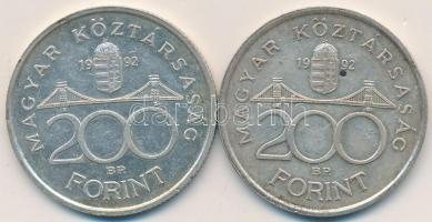1992. 200Ft Ag "MNB" (2x) T:2,2- Adamo F13