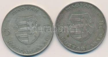 1947. 5Ft Ag "Kossuth" (2x) T:2-,3 Adamo F8.1