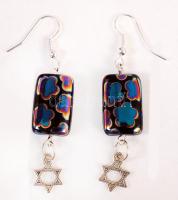 Szivárványmintás hematit fülbevalópár / hematite earring