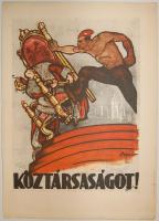 1919 Tanácsköztársasági propaganda-plakát 1950-es évekbeli újnyomata 25x35 cm Bíró