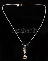 Paua függő ezüst (Ag) láncon, jelzett, lánc: 4,9 g / Agate pendant with necklace