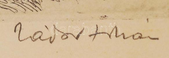 Zádor István(1882-1963): Estefelé Szigligeten. Rézkarc, papír, jelzett, üvegezett keretben, 19×38 cm