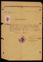 1944 Bp., M. Kir. Belügyminisztérium által kibocsátott tanúsítvány, mely egy svéd állampolgárt mentesít a sárga csillag viselése alól