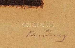 Rudnay Gyula (1878-1957): Naplemente. Rézkarc, papír, jelzett, üvegezett keretben, 15×23 cm