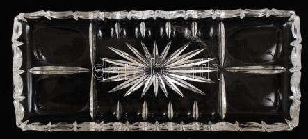 Nagy üvegtétel: Ólomkristály bonbonier tetővel, 3db váza (2 nagyobb és egy kisebb méretű), harang, c...