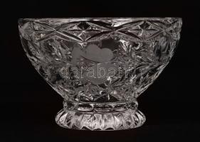 Nagy üvegtétel: Ólomkristály bonbonier tetővel, 3db váza (2 nagyobb és egy kisebb méretű), harang, c...