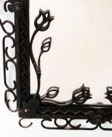 Kovácsoltvas tükör szecessziós stílusú keretben, jó állapotban, 44x30 cm