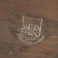 SKS vadász jelenetes ón fali dísztányér porcelán betéttel, matricás, jelzett, hibátlan, d:23 cm