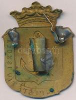 ~1930. "I. számú Polgári Fiúiskola Újpest" zománcozott Br jelvény T:2-