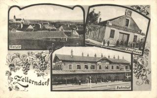 Zellerndorf, Bahnhof, Zeughaus / railway statiton,  former military arsenal, grapes (EB)