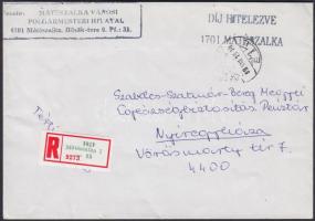 1950-1989 5 db ajánlási ragjegy + 1 levél, fordított irányítószám a ragjegyen