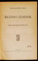Grosschmid Béni: Magánjogi előadások. Jogszabálytan. Bp., 1905, Athenaeum. Kicsit kopott vászonkötés...