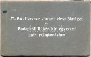 Budapest II. Szépilona utca 4., Ferencz József Nevelőintézet és Budapesti II. ker. kir. egyetemi katolikus reálgimnázium, belső - régi képeslapfüzet 16 lappal