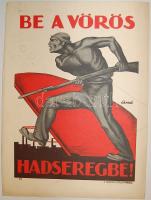 1919 Tanácsköztársasági propaganda-plakát 1950-es évekbeli 2 oldalas újnyomata 20x30 cm