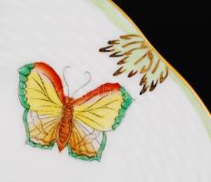 Herendi Viktória mintás szendvicses tányér, kézzel festett, jelzett, hibátlan, d:16,5 cm