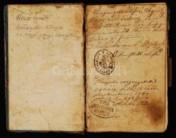 1864 Kéregető könyv és szegénységi bizonyítvány bejegyzésekkel, helységek pecsétjével