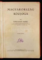Tomcsányi Móric: Magyarország közjoga. Bp., 1943, Királyi Magyar Egyetemi Nyomda. Kicsit kopott félvászon kötésben, jó állapotban.