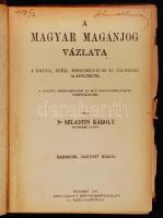 Szladits Károly: A magyar magánjog vázlata. A bánya-, csőd- kereskedelmi és váltójog alapelveivel. Bp., 1917, Grill Károly Könyvkiadóvállalata. Tulajdonosi bejegyzéssel. Kicsit laza félvászon kötésben, egyébként jó állapotban.