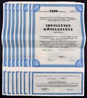 Budapest 1946. "Ideiglenes Kötelezvény - Budapest Székesfőváros" 2400K-ról (8x) sorszámkövetők T:III