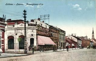 Losonc, Masarykova utca, Szusz Miksa üzlete / street, shop 'vissza' So. Stpl (EK)