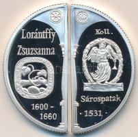 2000. 2000Ft Ag "Lórántffy Zsuzsanna / Sárospatak"(2x) 2db félkör alakú T:PP