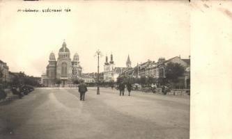 1940 Marosvásárhely, Széchenyi tér, templom, autó / square, church, automobiles photo