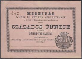 1845 Jászberény, Meghívó a jász és két kun kerületek százados ünnepe alkalmával rendezett táncvigalo...