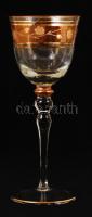 Antik, metszett üveg, aranyozott pohár készlet, összesen 5 db