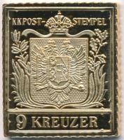 DN "Világ bélyegcsodái / Habsburg Birodalom 1850. 9Kr" aranyozott Cu emlékérem tanúsítvánn...