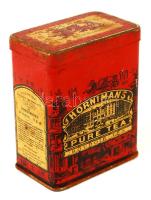 Horminas régi fém teás doboz, m:10 cm