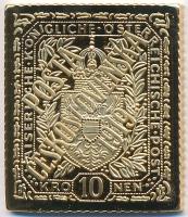 DN "Világ bélyegcsodái / Csehszlovákia 1919. 10K" aranyozott Cu emlékérem tanúsítvánnyal (...