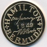 DN "Világ bélyegcsodái / Bermuda 1849. 1p" aranyozott Cu emlékérem tanúsítvánnyal (32mm) T...