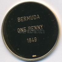 DN "Világ bélyegcsodái / Bermuda 1849. 1p" aranyozott Cu emlékérem tanúsítvánnyal (32mm) T...