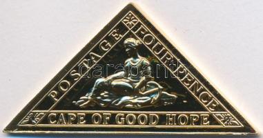 DN "Világ bélyegcsodái / Jóreménység foka 1861. 4p" aranyozott Cu emlékérem tanúsítvánnyal...