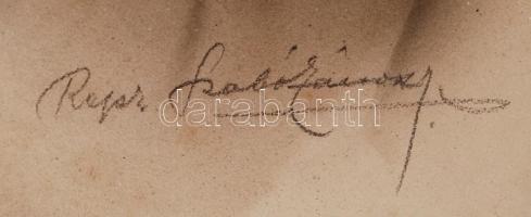 cca 1916 Katona portré, aláírt "Szabó Károly", üvegezett keretben, 49×39 cm