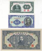 Kína 1940-44. 3 klf bankjegy T:I