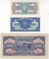 Kína 1940-44. 3 klf bankjegy T:I