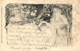 Fairy lady with letter, forest house (b)