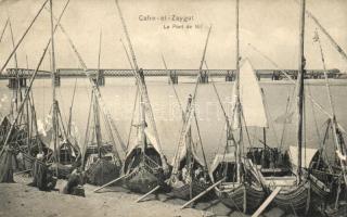 Kafr El Zayat, Cafre-el-Zaygat; Pont de Nil / bridge, sailing boats (b)